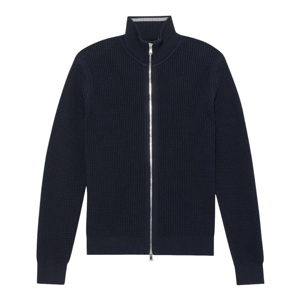 Theory Udeval Breach Regular Fit Zip Black Cardigan Men's Large